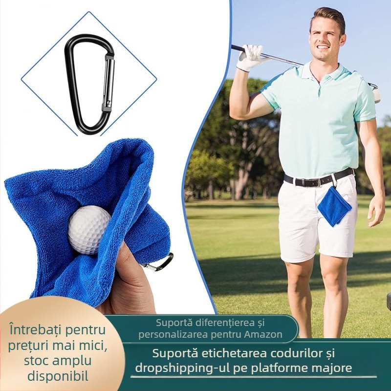 Prosop de curățare nou pentru golf, cârpă de curățare, cârpă de ștergere pentru cluburi de golf, cârlig pentru exterior, prosop sport, consumabile de golf