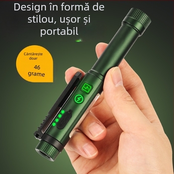 Nouă lampă cu stilou magnetic cu sursă dublă de lumină ultra-luminoasă cu rază lungă de acțiune, baterie uscată, baterie litiu, lanternă portabilă universală