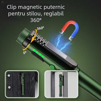 Nouă lampă cu stilou magnetic cu sursă dublă de lumină ultra-luminoasă cu rază lungă de acțiune, baterie uscată, baterie litiu, lanternă portabilă universală