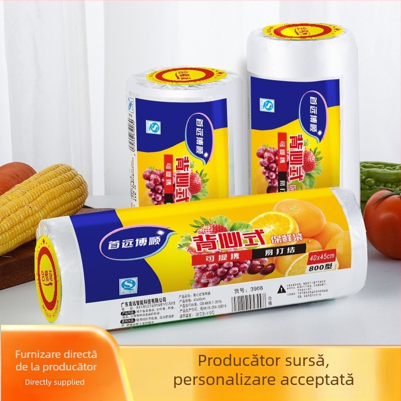 Geantă de depozitare a prospețimii, material PE de calitate alimentară, bucătărie, frigider, cuptor cu microunde, geantă continuă tip rolă, supermarket, geantă de depozitare a prospețimii în stil Vwho