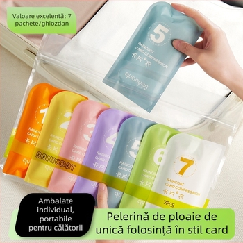 Pelerina de ploaie de unică folosință pentru adulți, îngroșată, portabilă, cu card, impermeabilă, pentru copii, turistică în aer liber, scenică, compresie