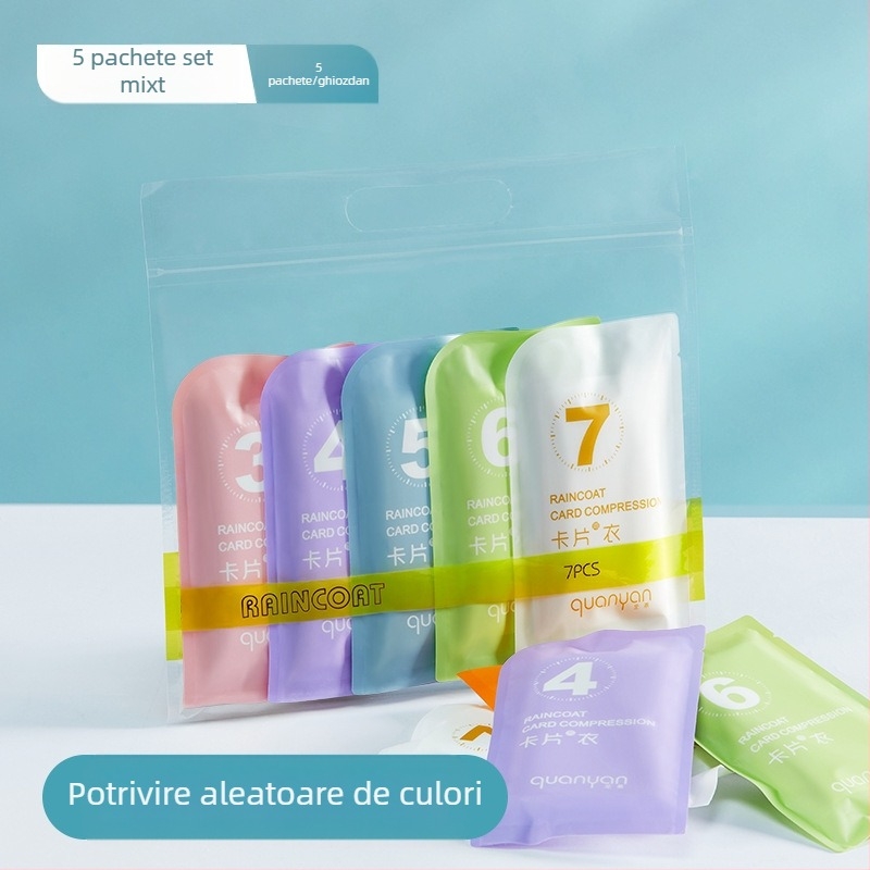 Pelerina de ploaie de unică folosință pentru adulți, îngroșată, portabilă, cu card, impermeabilă, pentru copii, turistică în aer liber, scenică, compresie