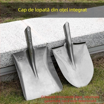 Lopată mare din oțel mangan, lopată pentru săpat în aer liber, afânarea solului, artefact, unelte de grădinărit pentru plantarea legumelor, mâner de lemn agricol, lingură de fier