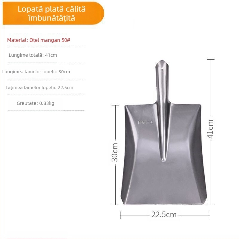 Lopată mare din oțel mangan, lopată pentru săpat în aer liber, afânarea solului, artefact, unelte de grădinărit pentru plantarea legumelor, mâner de lemn agricol, lingură de fier
