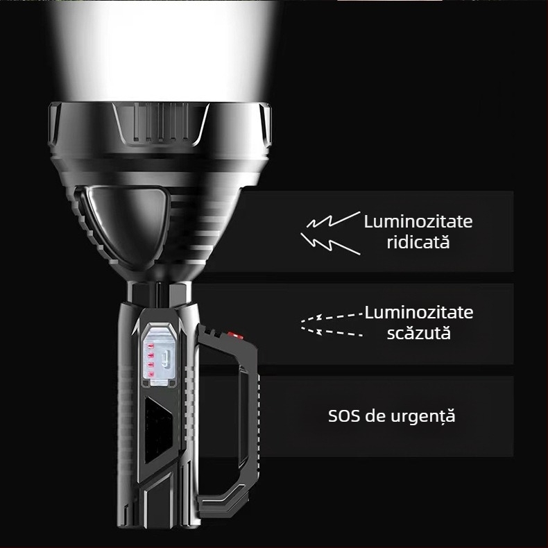Lanternă portabilă reîncărcabilă, cu lumină puternică, en-gros, ultra-luminoasă, pentru exterior, multifuncțională, cu rază lungă de acțiune, vânzare transfrontalieră