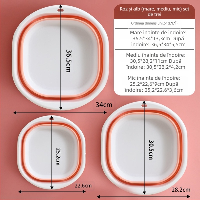 Lavoar pliabil, lavoar portabil de călătorie pentru căminul studențesc, lavoar pentru bebeluși, lavoar din plastic de dimensiuni mari și medii