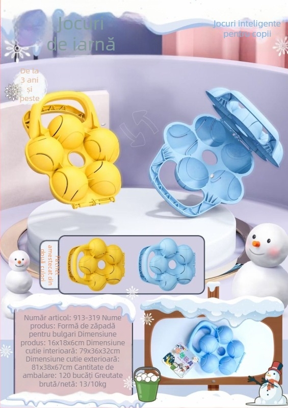 Clemă de bulgăre de zăpadă mare pentru om de zăpadă, clemă de zăpadă, joacă cu zăpadă, nisip, instrument, luptă cu bulgări de zăpadă, artefact, model de jucării en-gros