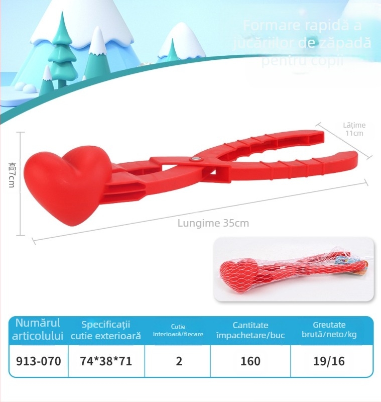 Clemă de bulgăre de zăpadă mare pentru om de zăpadă, clemă de zăpadă, joacă cu zăpadă, nisip, instrument, luptă cu bulgări de zăpadă, artefact, model de jucării en-gros