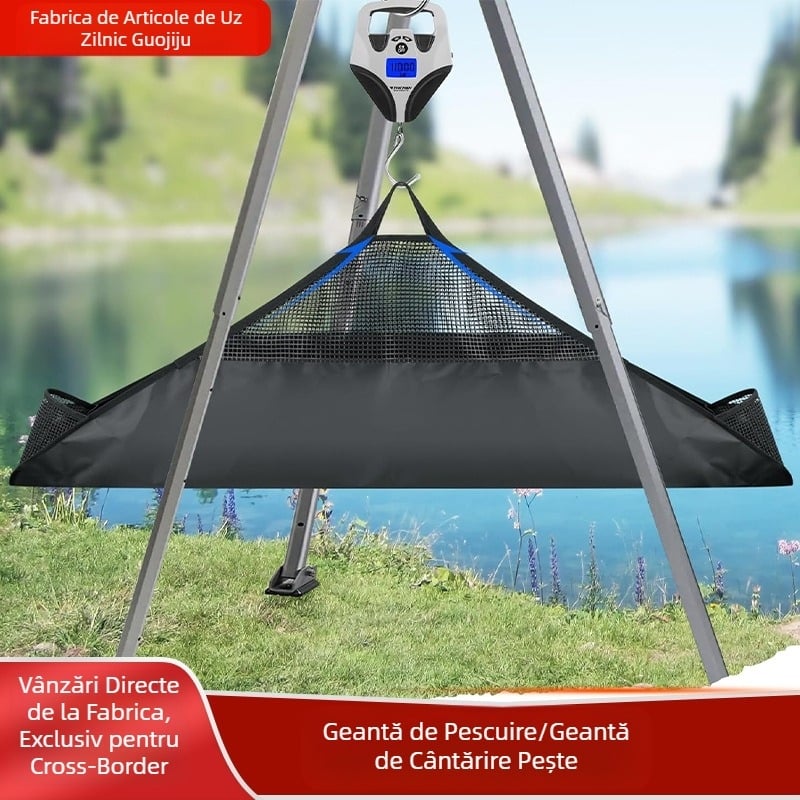 Geantă de pescuit transfrontalieră Amazon în aer liber, geantă de greutate pentru pești, pliabilă în plasă, curea de greutate pentru pești, geantă de pescuit maritim pentru pești mari