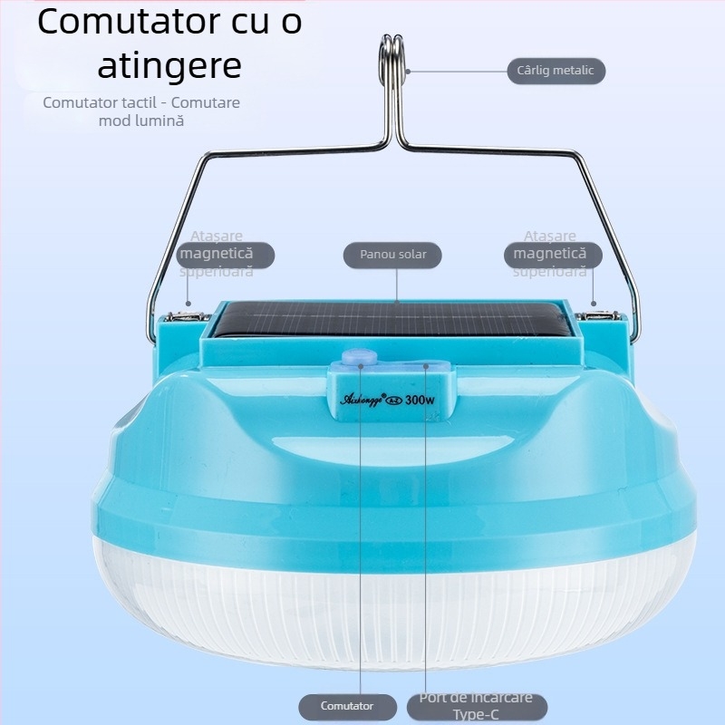 Bec solar reîncărcabil pentru urgențe în caz de întrerupere a curentului, tarabă de piață nocturnă, lumină de fotbal pliabilă cu LED-uri de uz casnic, economisitoare de energie, o lumină puternică