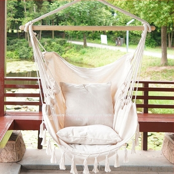 Scaun suspendat de interior și exterior, din pânză, coș suspendat, lucrat manual, cu ciucuri, leagăn anti-răsturnare, comerț electronic transfrontalier, en-gros și cu amănuntul
