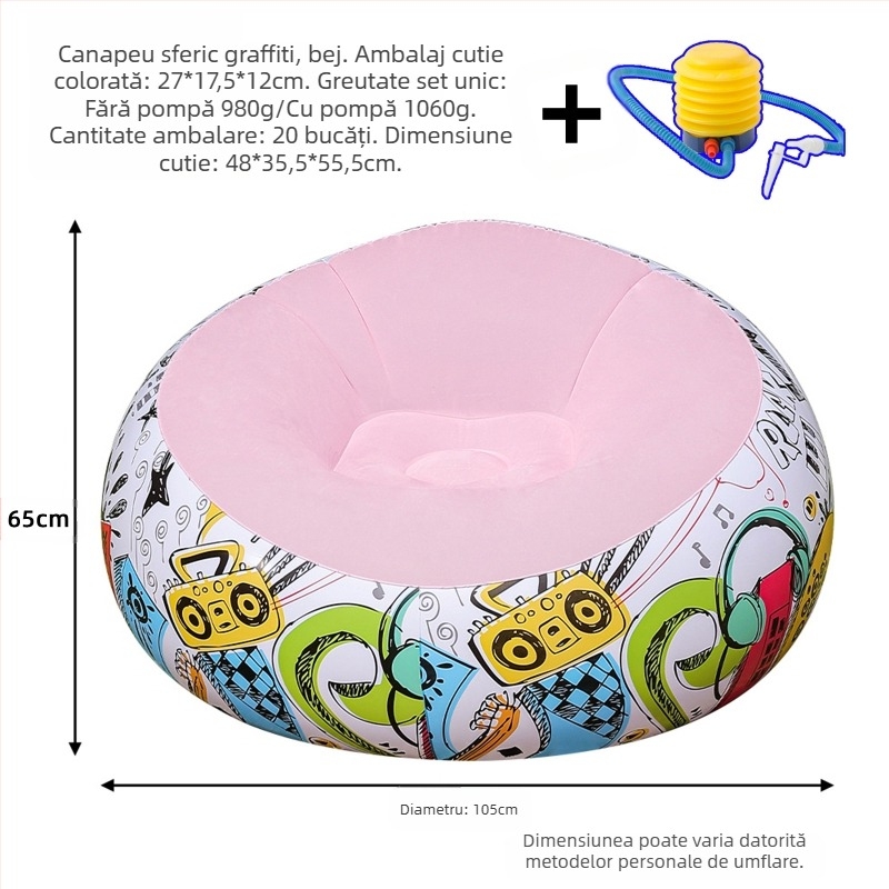 Canapea gonflabilă leneșă, tub de livrare a aerului, vânzare transfrontalieră, canapea gonflabilă pentru adulți, canapea sferică pliabilă, sac de fasole gonflabil