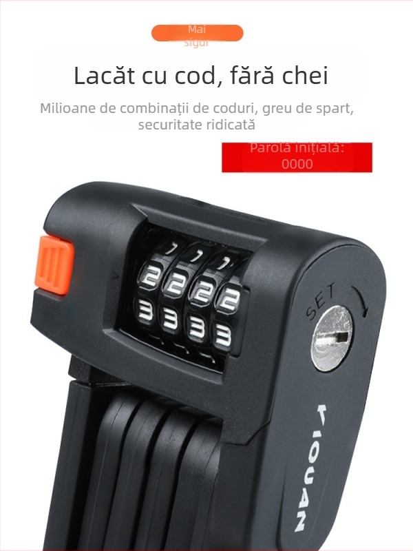 Bicicletă antifurt pliabil Lock Mountain Bike impermeabil antirugină aliaj oțel cu patru cifre cod Lock Road Bike echitatie echipament