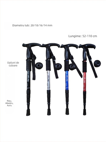 Personal de alpinism din aliaj de aluminiu, mâner în T, 4 personal de drumeții în aer liber, personal de mers pe jos, cârjă, personal de alpinism, producători en-gros