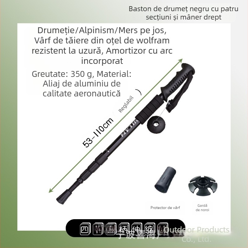Personal de alpinism din aliaj de aluminiu, mâner în T, 4 personal de drumeții în aer liber, personal de mers pe jos, cârjă, personal de alpinism, producători en-gros
