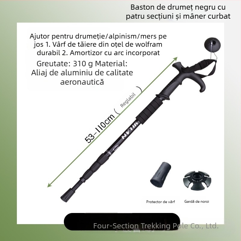 Personal de alpinism din aliaj de aluminiu, mâner în T, 4 personal de drumeții în aer liber, personal de mers pe jos, cârjă, personal de alpinism, producători en-gros