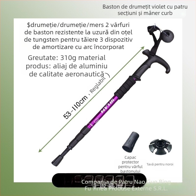Personal de alpinism din aliaj de aluminiu, mâner în T, 4 personal de drumeții în aer liber, personal de mers pe jos, cârjă, personal de alpinism, producători en-gros