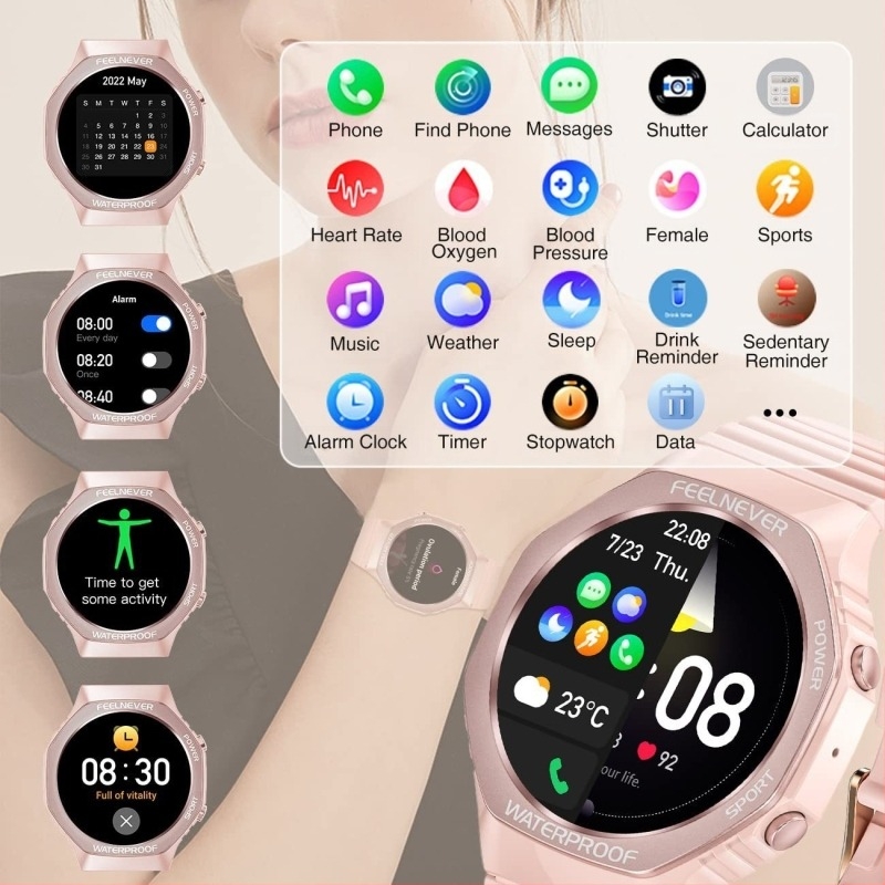 Ceas inteligent Amazon pentru femei, modă explozivă, Bluetooth, apel, ritm cardiac, somn, yoga, alergare, sport, ceas