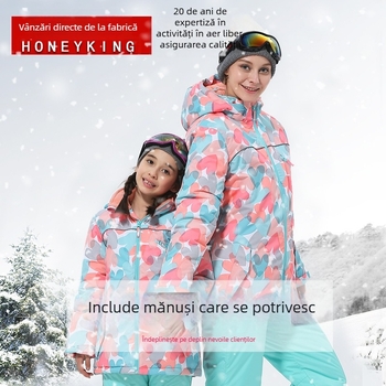 Jachetă de schi pentru copii, caldă și confortabilă, cu bumbac, en-gros, direct din fabrică, HONEYKING, pentru fete în aer liber