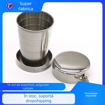 Cană retractabilă din oțel inoxidabil, portabilă pentru bărbați și femei, portabilă în aer liber, cană pliabilă, cană de vin, dimensiune mică, 68g