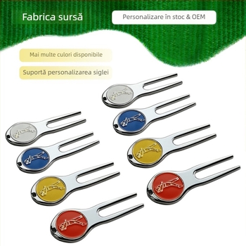 Furcă de golf verde, furcă metalică de fier, marcaj de poziție a bilei, furcă multifuncțională din aliaj de zinc, accesorii pentru furcă metalică