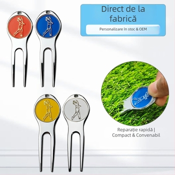 Furcă de golf verde, furcă metalică de fier, marcaj de poziție a bilei, furcă multifuncțională din aliaj de zinc, accesorii pentru furcă metalică
