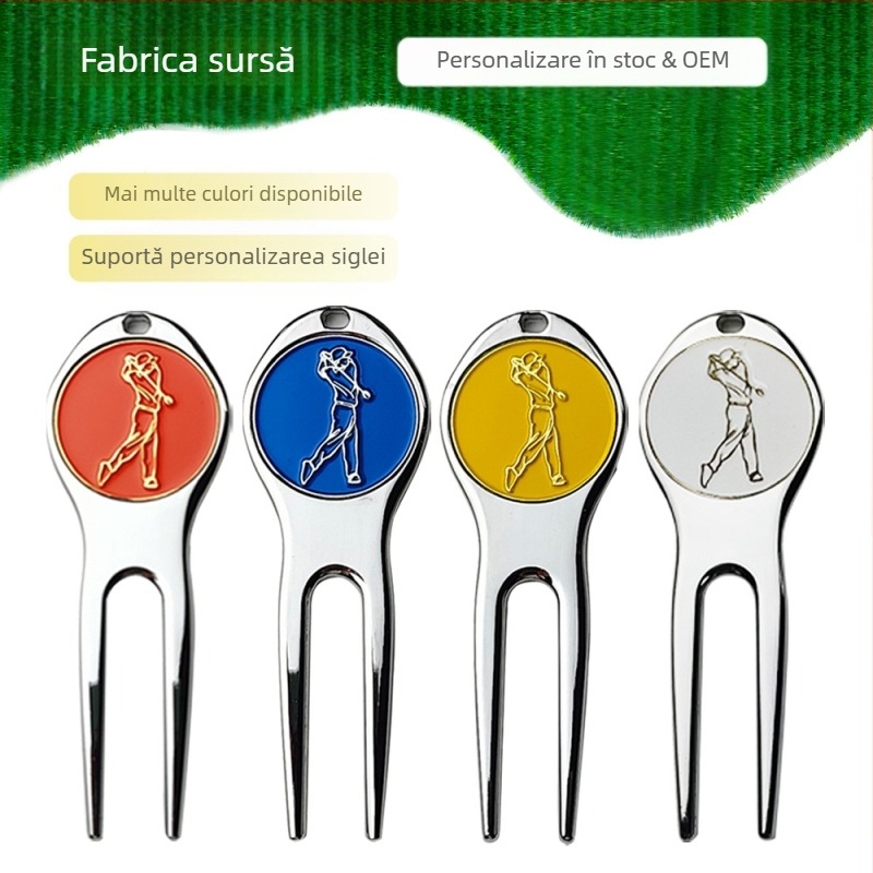 Furcă de golf verde, furcă metalică de fier, marcaj de poziție a bilei, furcă multifuncțională din aliaj de zinc, accesorii pentru furcă metalică