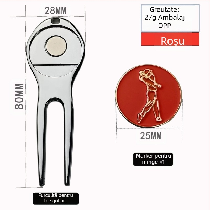 Furcă de golf verde, furcă metalică de fier, marcaj de poziție a bilei, furcă multifuncțională din aliaj de zinc, accesorii pentru furcă metalică