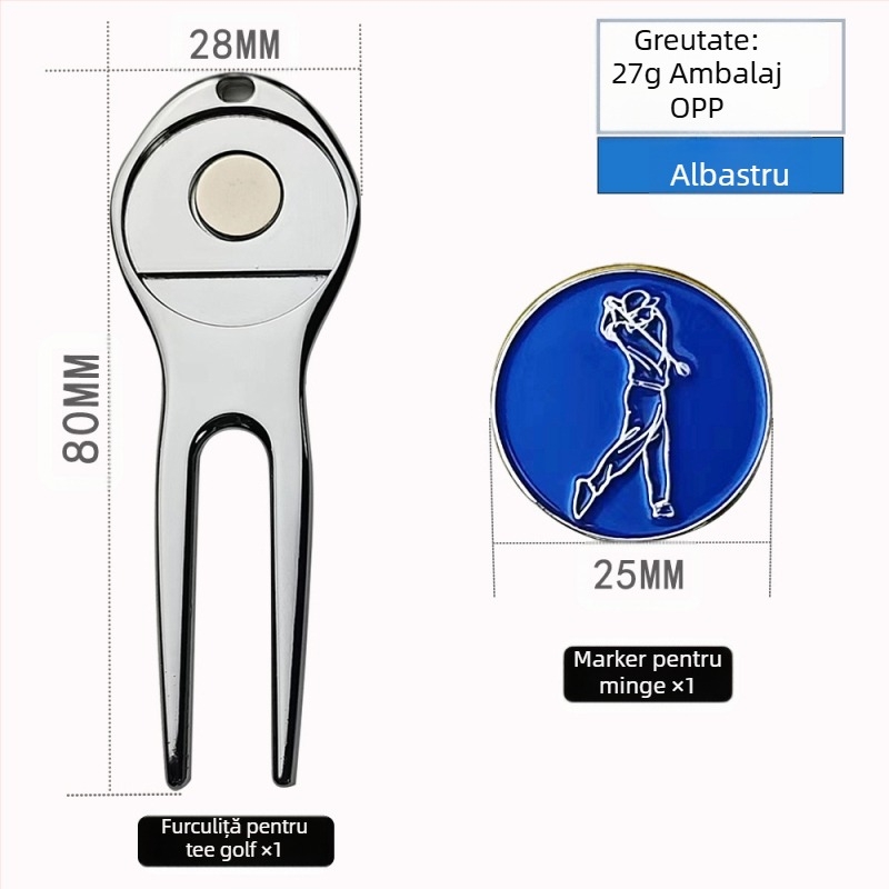 Furcă de golf verde, furcă metalică de fier, marcaj de poziție a bilei, furcă multifuncțională din aliaj de zinc, accesorii pentru furcă metalică