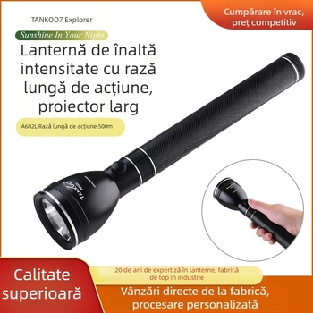 Lanternă de detectare a securității TANK007 cu LED-uri, lanternă de căutare cu patrulare în aer liber, cu mâner extins A602L