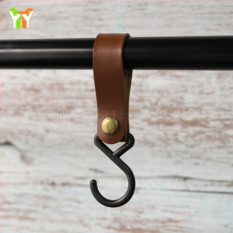 Cârlig din piele tip S în stoc, cârlig de depozitare pentru cort de camping în aer liber, cârlig de organizare a tacâmurilor pentru casă și bucătărie