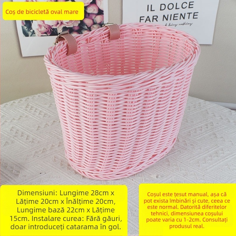 Coș decorativ țesut tip ratan, coș de buzunar pentru bicicletă și mașină, coș de depozitare pentru birou, coș de flori, coș de depozitare
