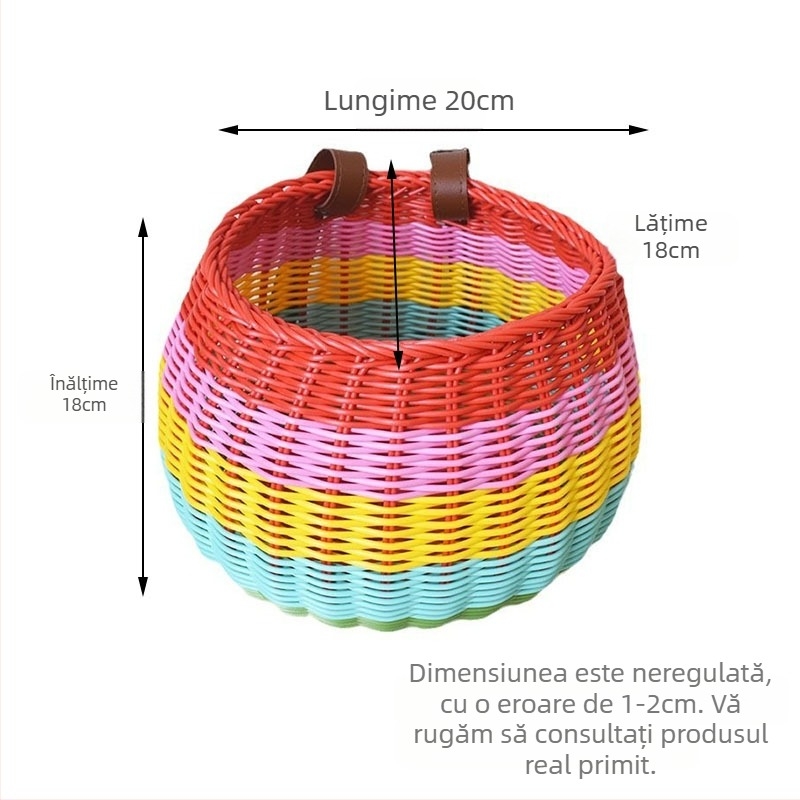 Coș decorativ țesut tip ratan, coș de buzunar pentru bicicletă și mașină, coș de depozitare pentru birou, coș de flori, coș de depozitare
