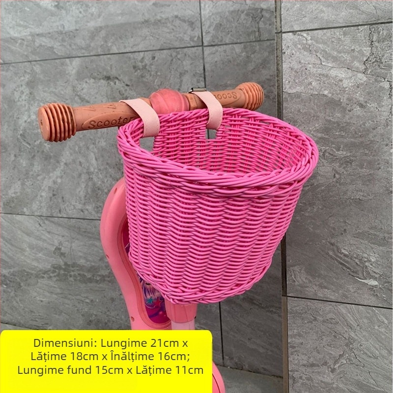 Coș decorativ țesut tip ratan, coș de buzunar pentru bicicletă și mașină, coș de depozitare pentru birou, coș de flori, coș de depozitare