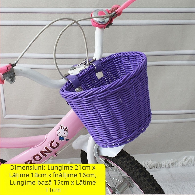 Coș decorativ țesut tip ratan, coș de buzunar pentru bicicletă și mașină, coș de depozitare pentru birou, coș de flori, coș de depozitare
