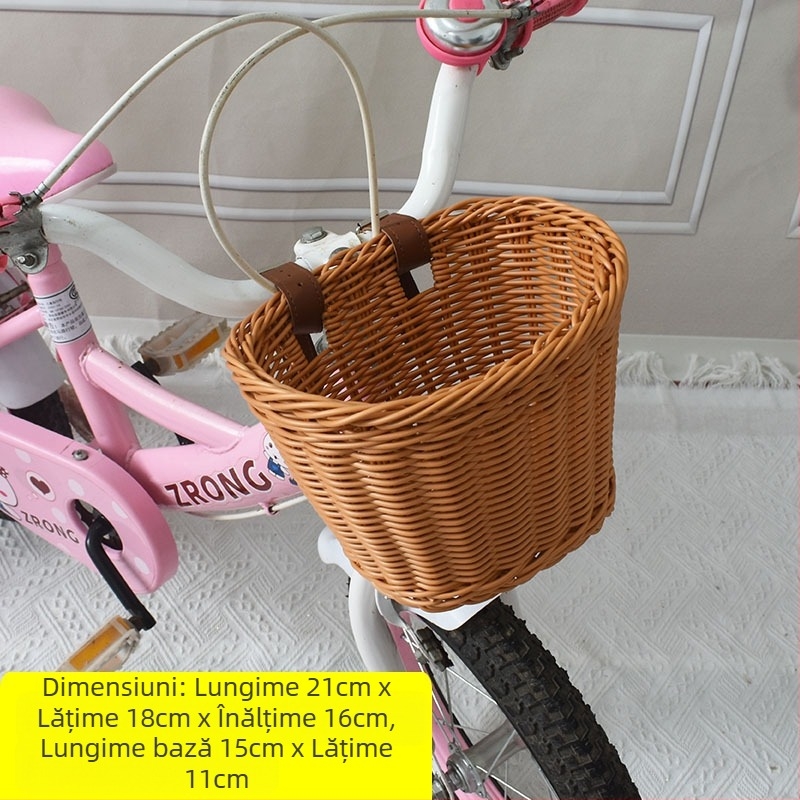 Coș decorativ țesut tip ratan, coș de buzunar pentru bicicletă și mașină, coș de depozitare pentru birou, coș de flori, coș de depozitare