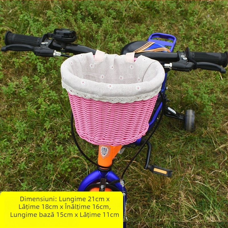 Coș decorativ țesut tip ratan, coș de buzunar pentru bicicletă și mașină, coș de depozitare pentru birou, coș de flori, coș de depozitare