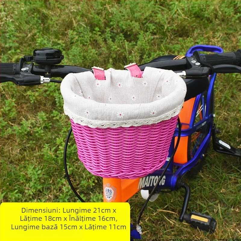 Coș decorativ țesut tip ratan, coș de buzunar pentru bicicletă și mașină, coș de depozitare pentru birou, coș de flori, coș de depozitare