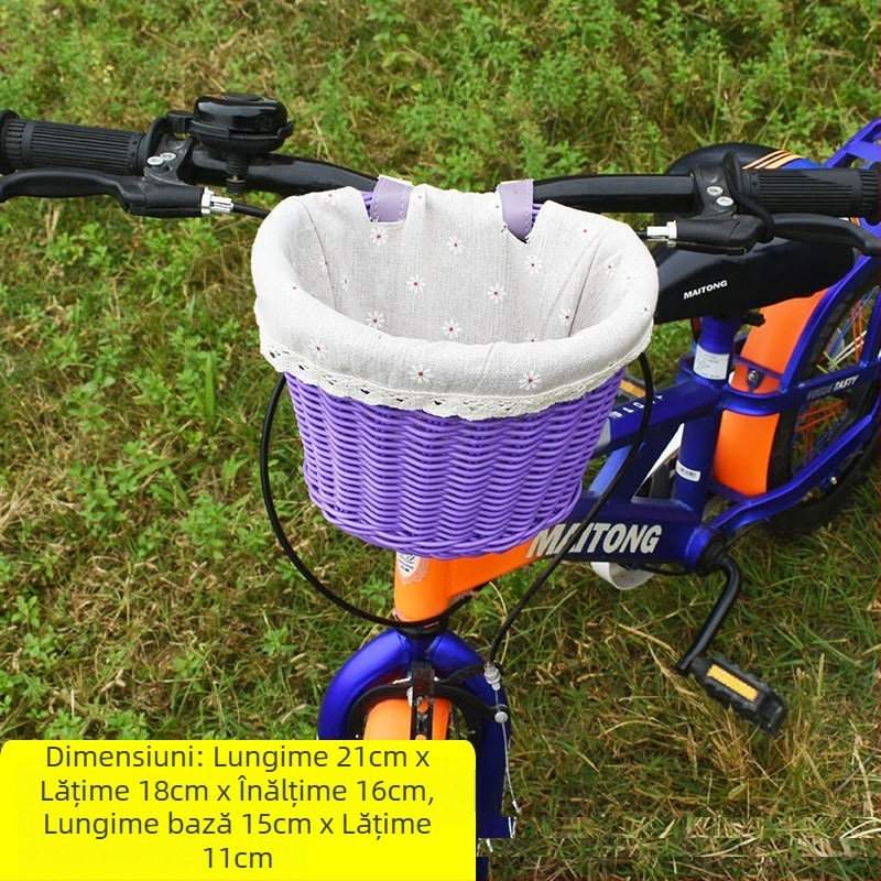 Coș decorativ țesut tip ratan, coș de buzunar pentru bicicletă și mașină, coș de depozitare pentru birou, coș de flori, coș de depozitare