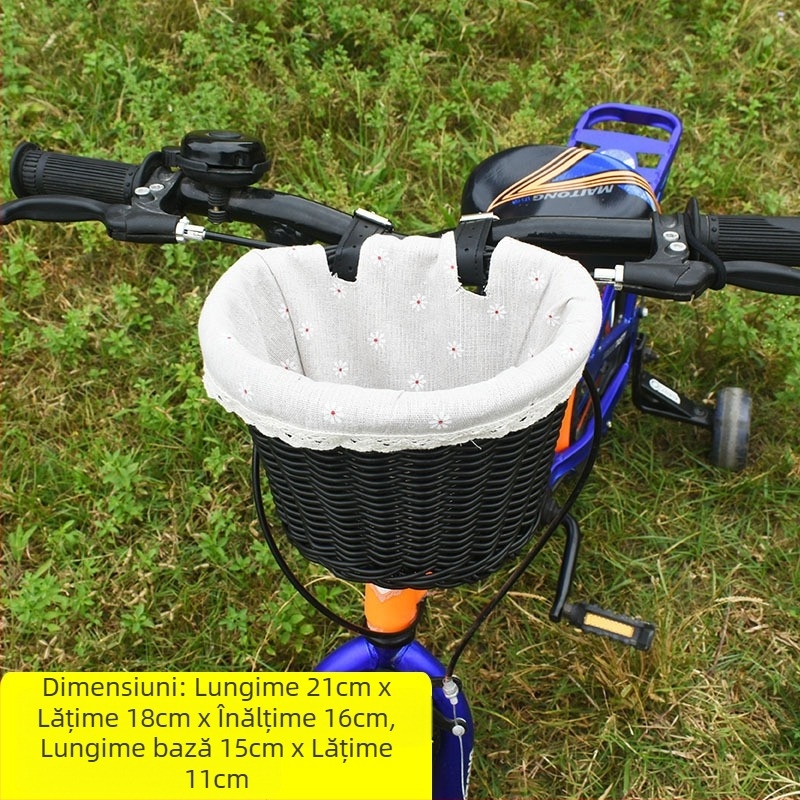 Coș decorativ țesut tip ratan, coș de buzunar pentru bicicletă și mașină, coș de depozitare pentru birou, coș de flori, coș de depozitare