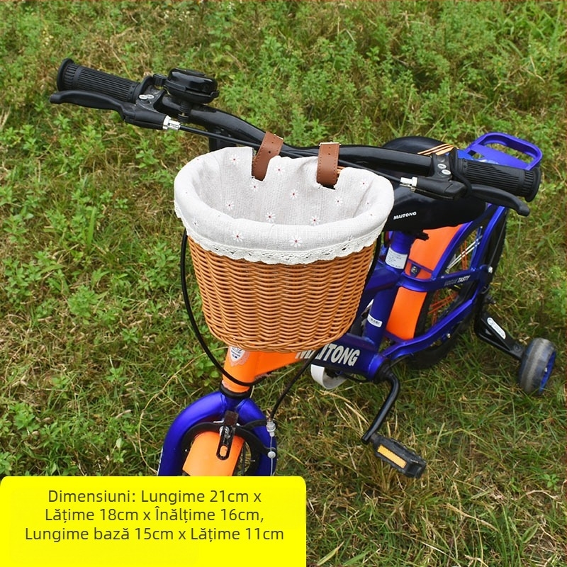 Coș decorativ țesut tip ratan, coș de buzunar pentru bicicletă și mașină, coș de depozitare pentru birou, coș de flori, coș de depozitare