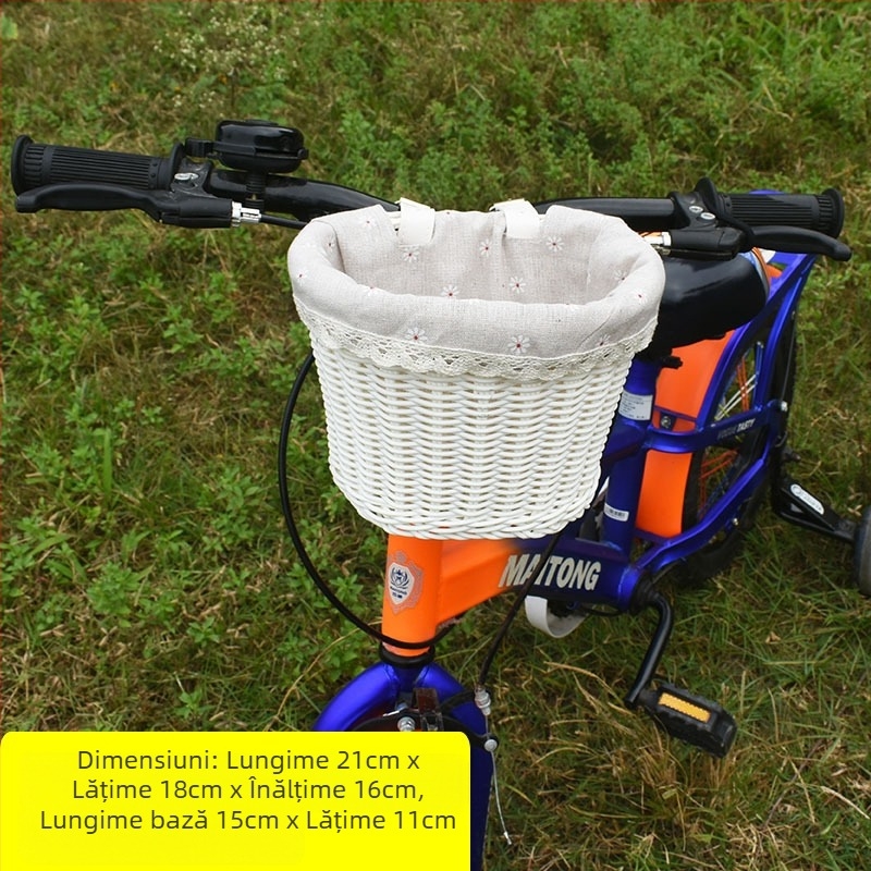 Coș decorativ țesut tip ratan, coș de buzunar pentru bicicletă și mașină, coș de depozitare pentru birou, coș de flori, coș de depozitare