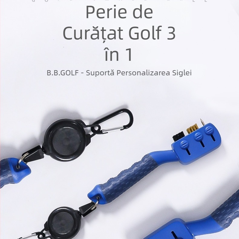 Noua perie de curățare a croselor de golf a producătorului, perie portabilă multifuncțională cu două fețe și inel de tragere, accesorii de golf