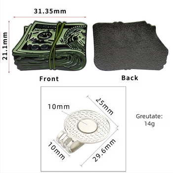 Accesorii de golf noi în stoc, marker de marcaj cu bilă emailată cu dolar metalic creativ