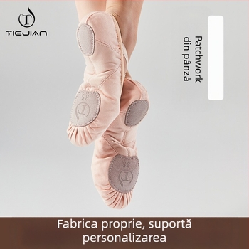 Pantofi de dans cu talpă moale pentru copii, pantofi de dans din pânză cusut, yoga, pantofi de dans pentru adulți, pantofi de balet, comerț exterior