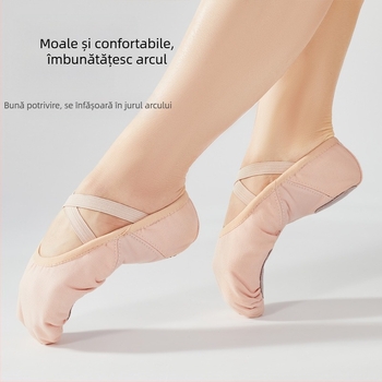 Pantofi de dans cu talpă moale pentru copii, pantofi de dans din pânză cusut, yoga, pantofi de dans pentru adulți, pantofi de balet, comerț exterior