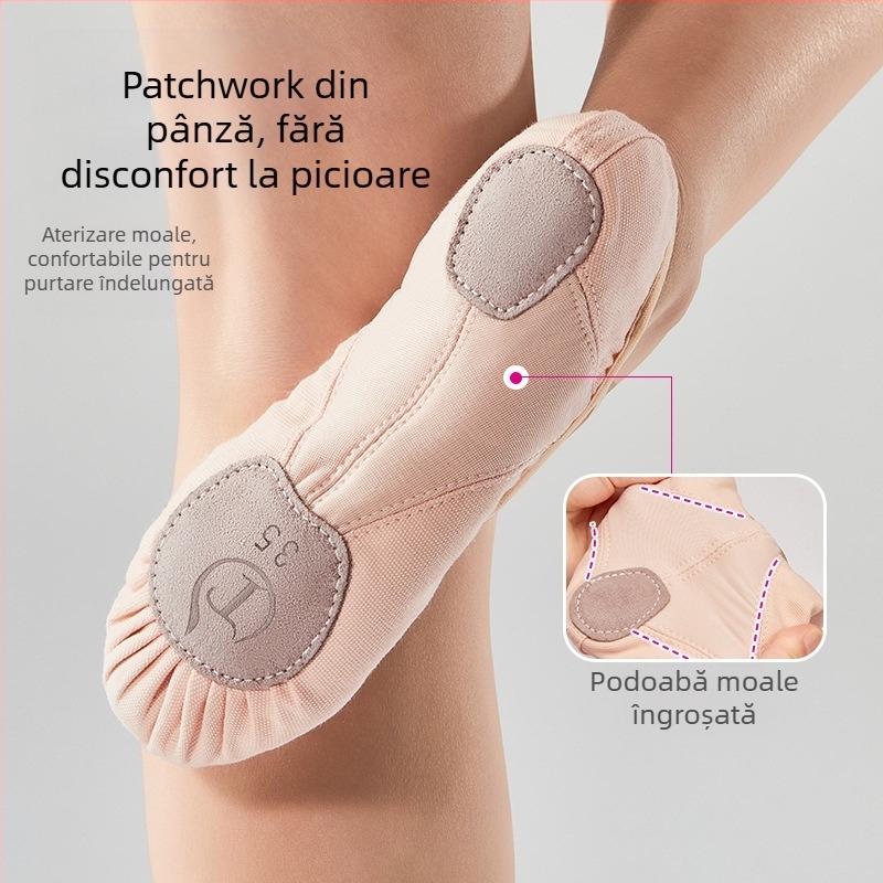 Pantofi de dans cu talpă moale pentru copii, pantofi de dans din pânză cusut, yoga, pantofi de dans pentru adulți, pantofi de balet, comerț exterior