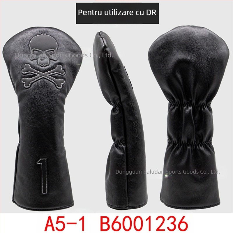 Husă pentru tijă de împingere din lemn, cu craniu, cu linie roșie și albă, en-gros, în stoc, husă pentru tijă de împingere cu unghi drept/semicerc/pătrat, husă pentru club de golf