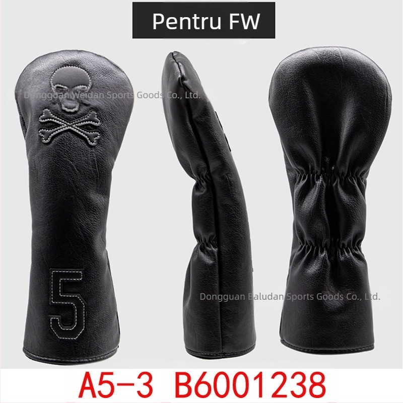 Husă pentru tijă de împingere din lemn, cu craniu, cu linie roșie și albă, en-gros, în stoc, husă pentru tijă de împingere cu unghi drept/semicerc/pătrat, husă pentru club de golf