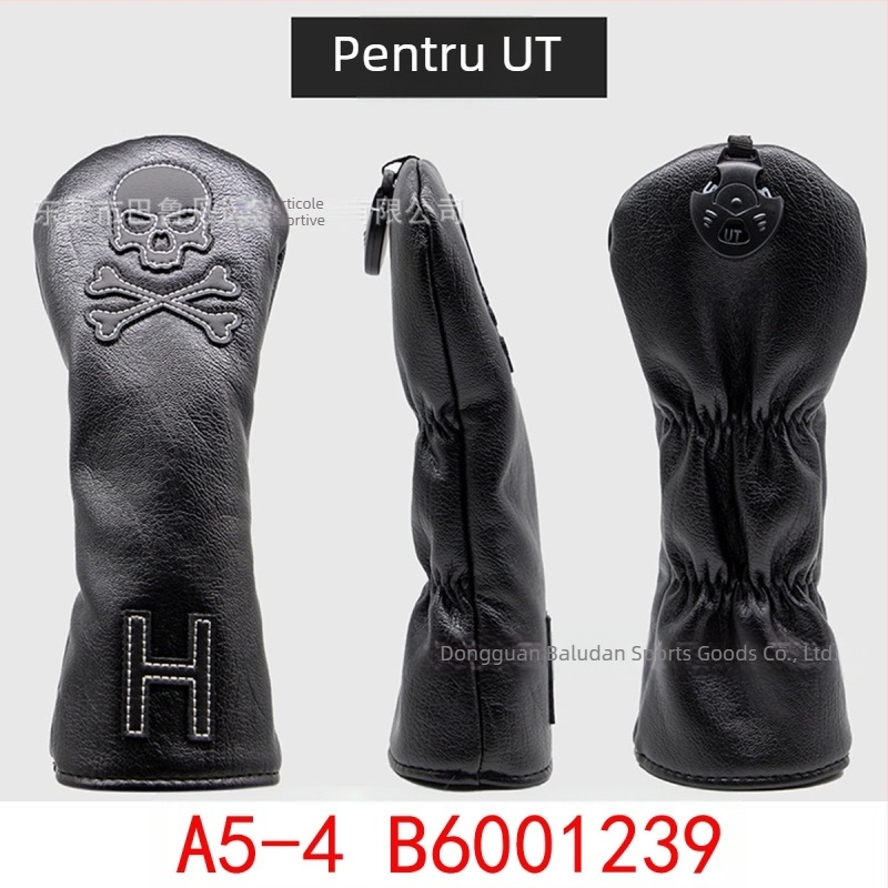 Husă pentru tijă de împingere din lemn, cu craniu, cu linie roșie și albă, en-gros, în stoc, husă pentru tijă de împingere cu unghi drept/semicerc/pătrat, husă pentru club de golf